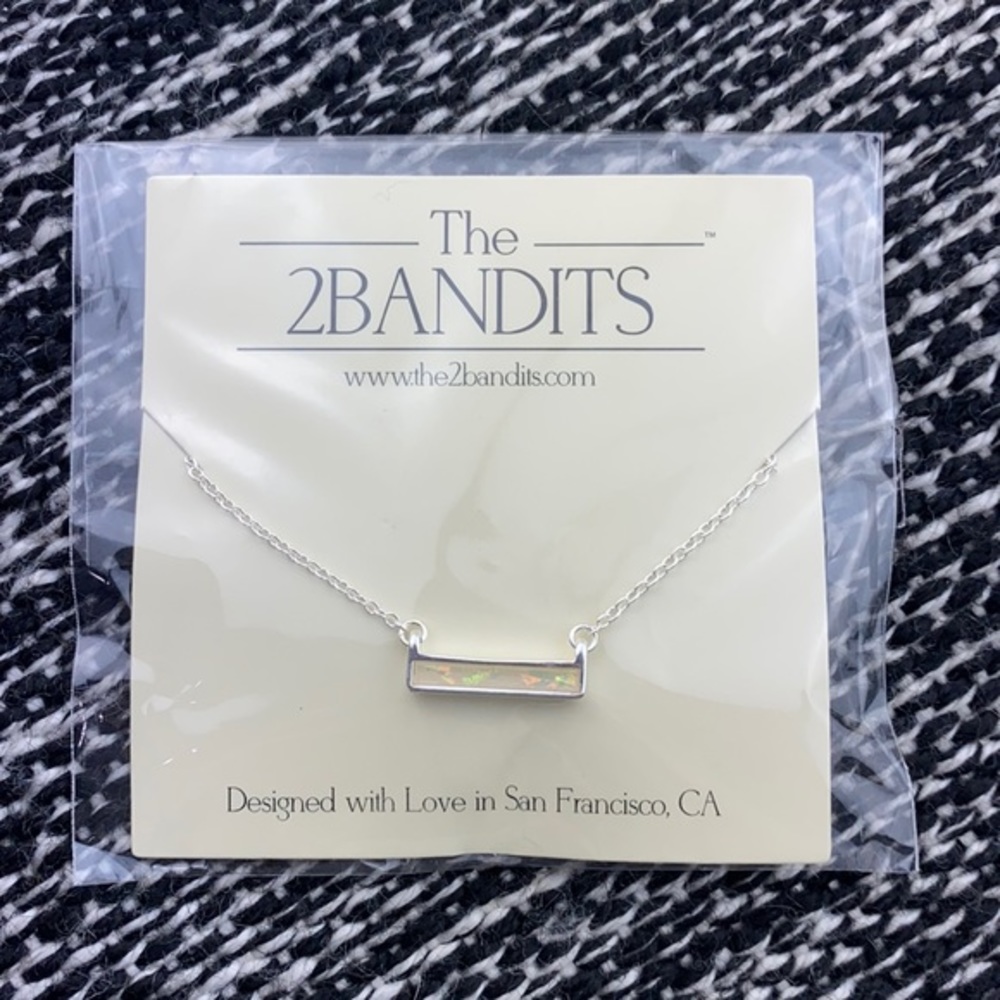 🌸2/$30🌸The 2 Bandits Athens Silver Plated Opal Bar Necklace